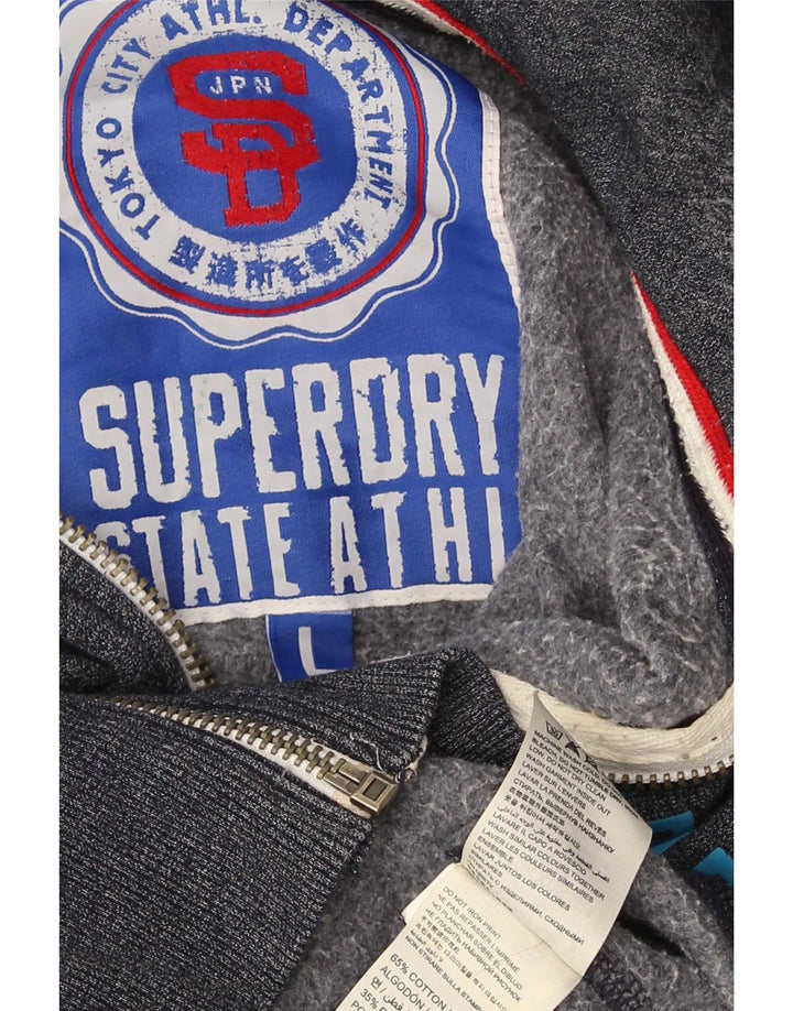Pulover pentru bărbați Superdry Graphic Zip Hoodie, mare, gri, bumbac