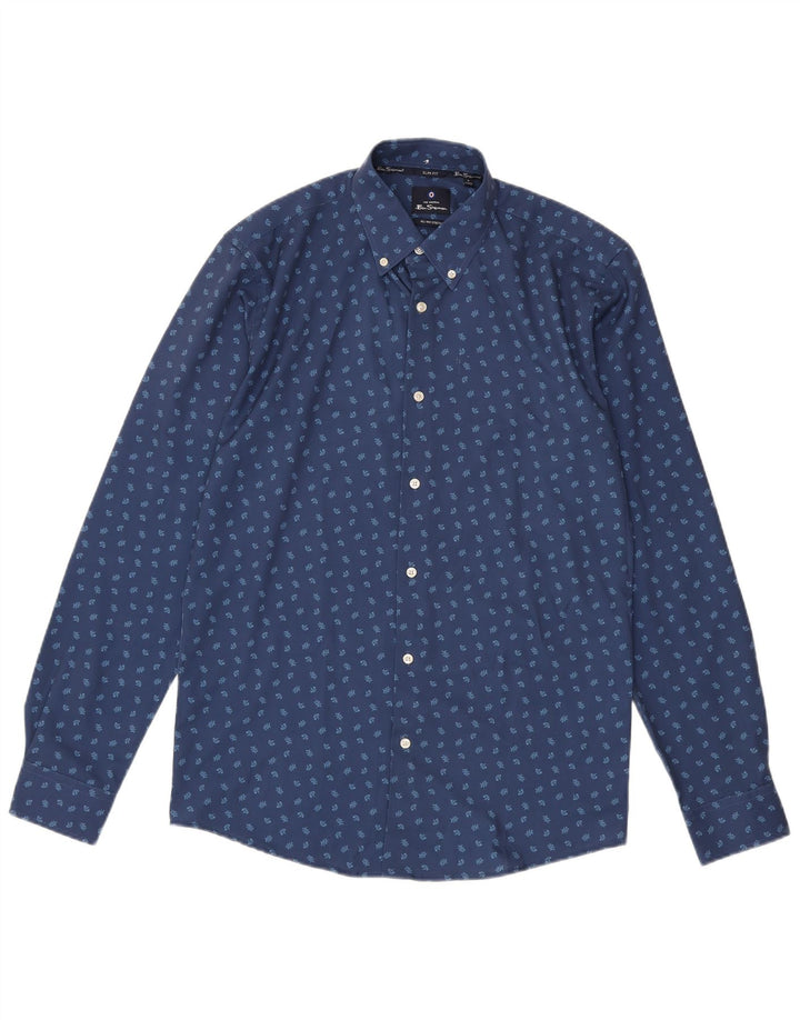 Cămașă pentru bărbați Ben Sherman Slim Fit Mărimea 15 1/2 Poliester Floral Albastru Mediu
