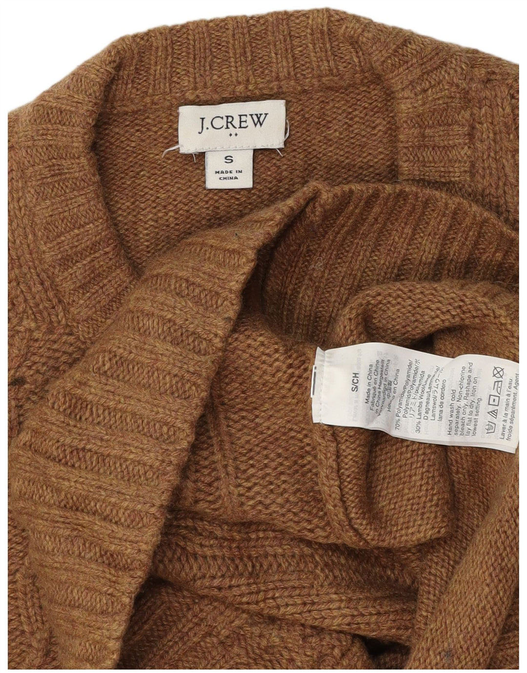 J. Crew Pulover cu decolteu rotund pentru femei UK 10 Poliamidă maro mică