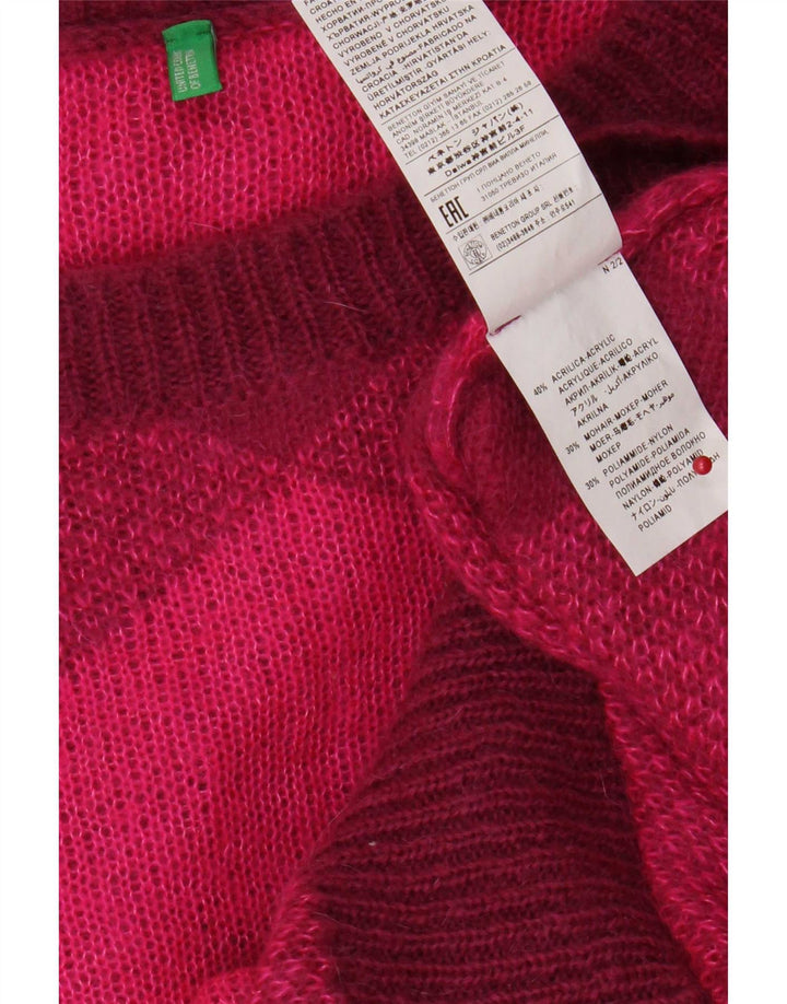Pulover Poncho supradimensionat pentru femei Benetton, mărime unica, roz Argyle/Diamond