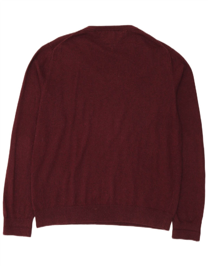 Pulover pentru bărbați Tommy Hilfiger, cu decolteu în V, XL, bumbac maro