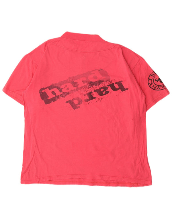 Tricou grafic vintage pentru femei cu fermoar și gât Top UK 16 mare roz