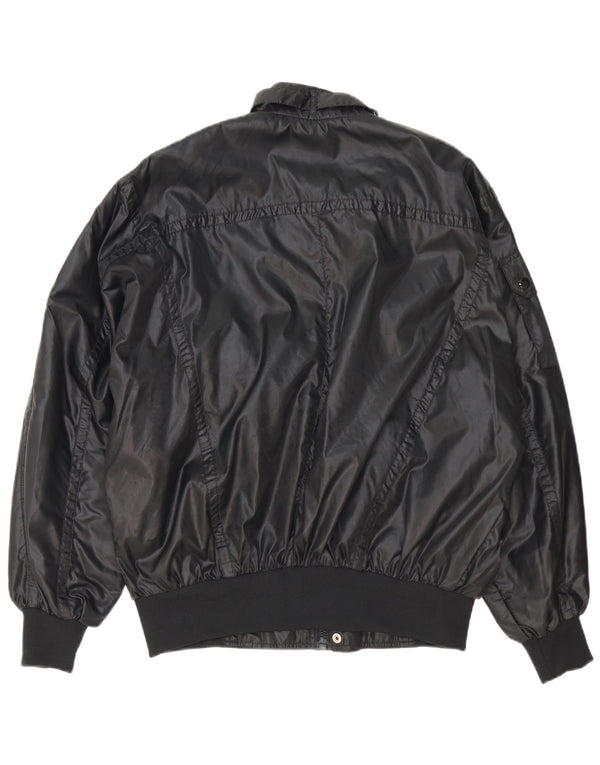 Jachetă Vintage Bomber Loose Fit Racer pentru bărbați UK 40, mare, negru, nailon