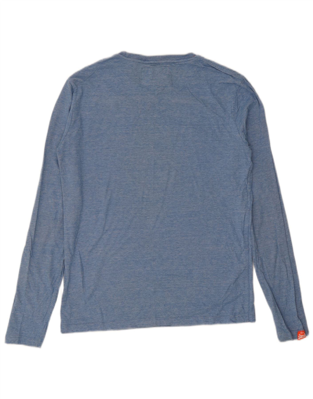 Top pentru bărbați Superdry cu mânecă lungă, albastru mediu, bumbac cu pete