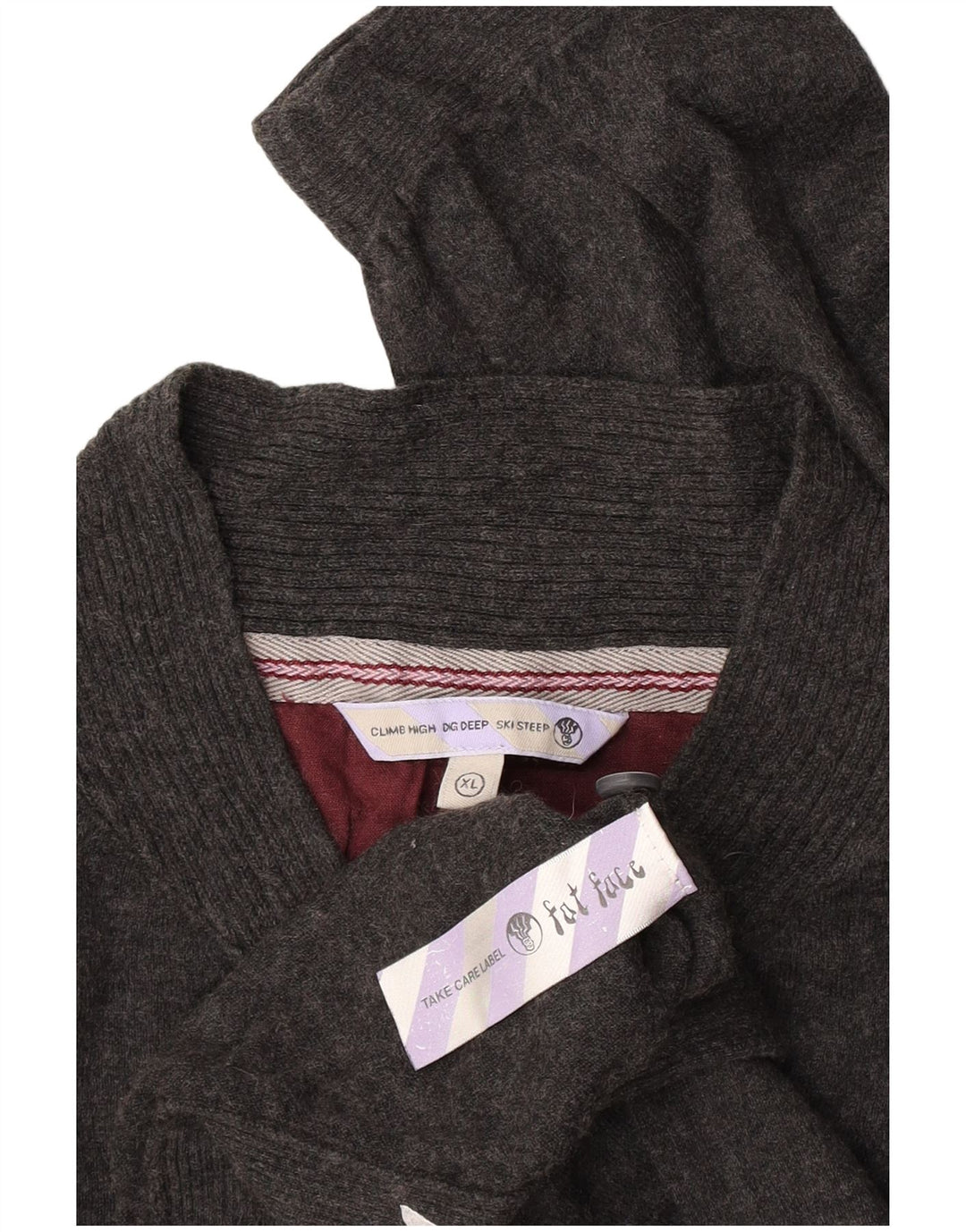 Pulover pentru bărbați Fat Face, cu gât cu nasturi, XL, bumbac gri