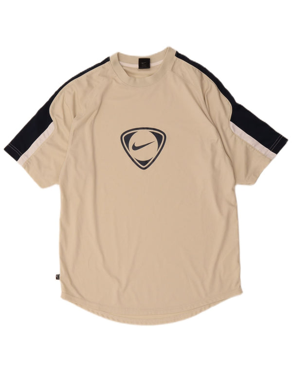 Tricou pentru bărbați Nike Top UK 39/41 Medium Bej Poliester color bloc