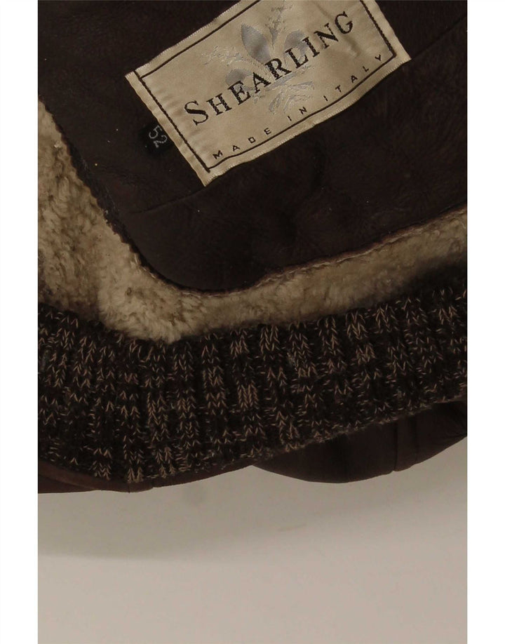 Jachetă vintage pentru bărbați din shearling IT 52 XL maro pete