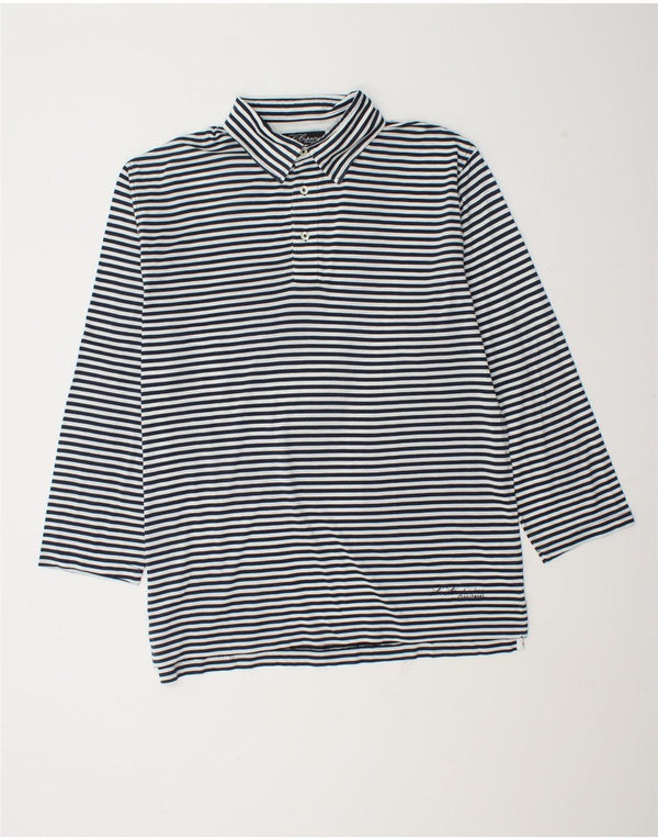 Tricou polo pentru bărbați Les Copains, mânecă 3/4, bumbac cu dungi bleumarin 2XL