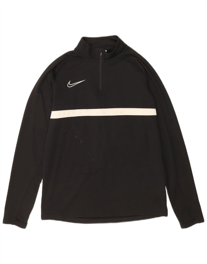 Top de trening pentru bărbați Dri Fit, cu fermoar și gât, negru, colorblock