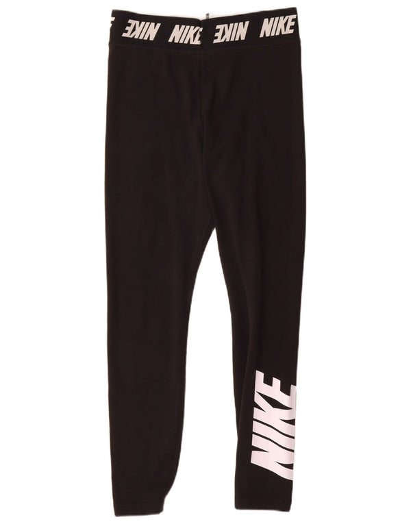 Leggings grafic Nike pentru femei UK 12, bumbac mediu negru