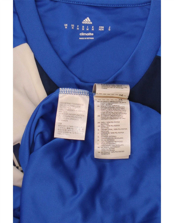 Adidas Climalite Top cu mânecă lungă, albastru mediu, poliester color bloc