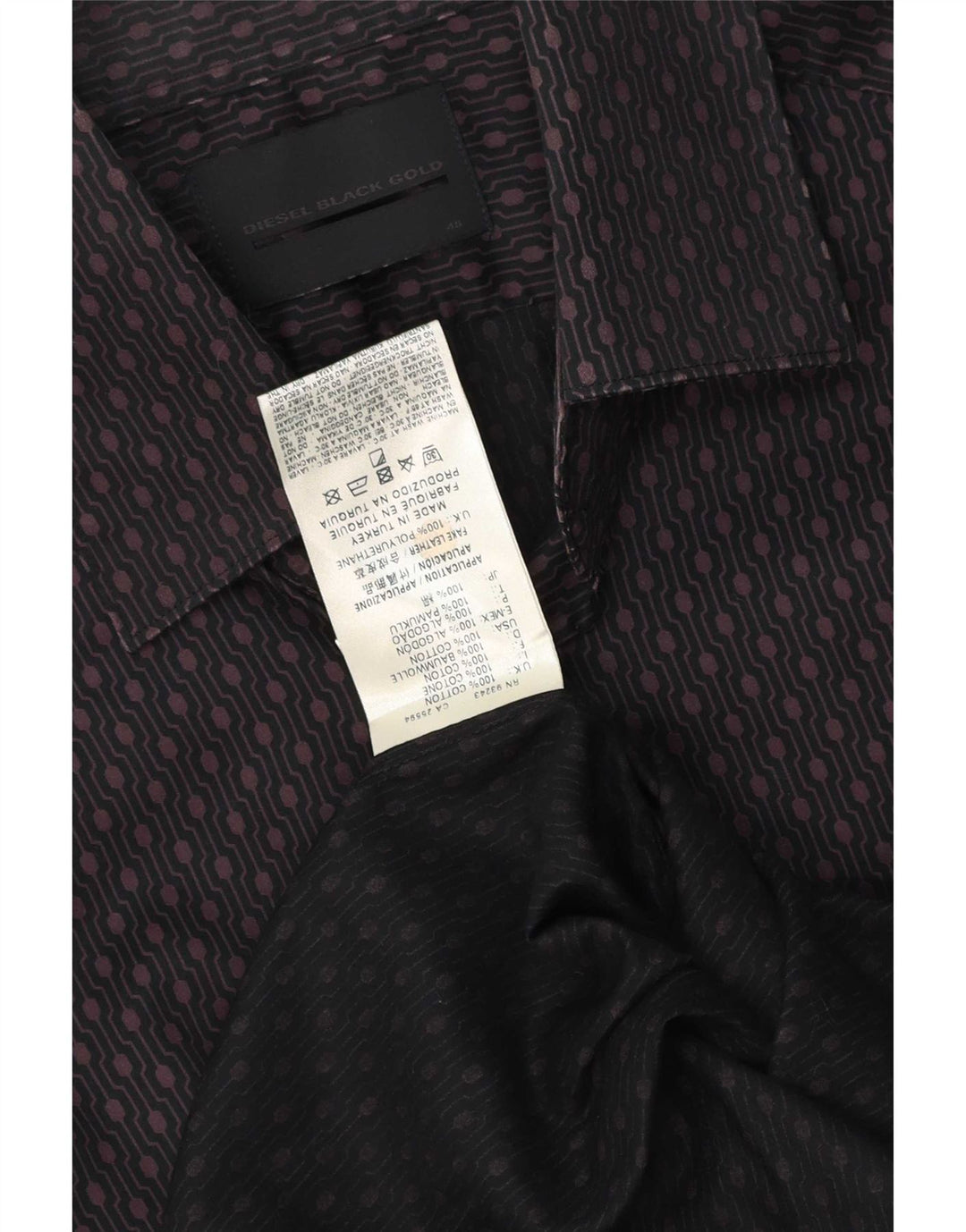 Cămașă pentru bărbați Diesel IT 48 Medium Burgundy Geometric Bumbac