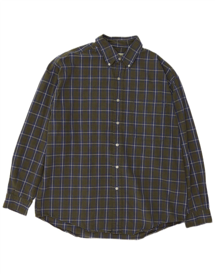 Cămașă de flanel pentru bărbați Eddie Bauer, mare, kaki, cu carouri