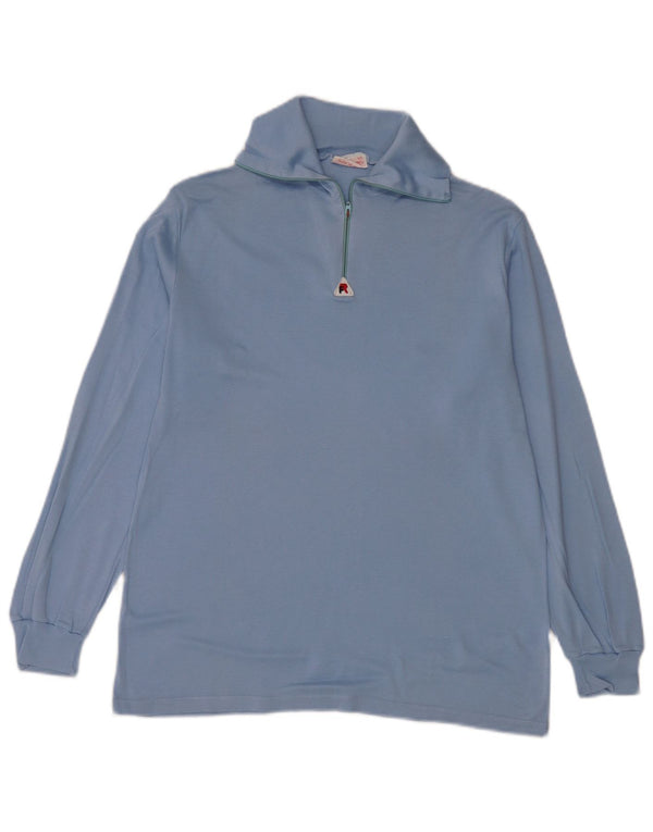 Vintage bărbați 1/4 Zip Top cu mânecă lungă XL albastru