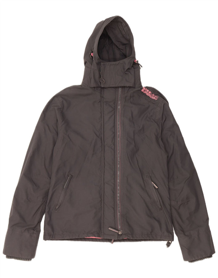 Jachetă de vânt cu glugă Superdry pentru femei UK 18 XL, nailon gri