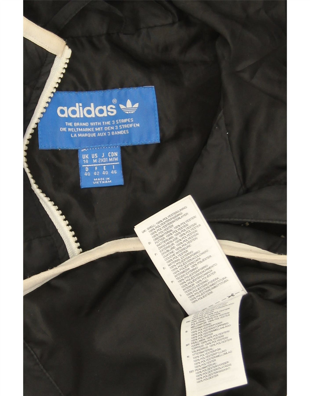 Jachetă căptușită cu glugă Adidas pentru femei UK 14 Poliester mediu negru