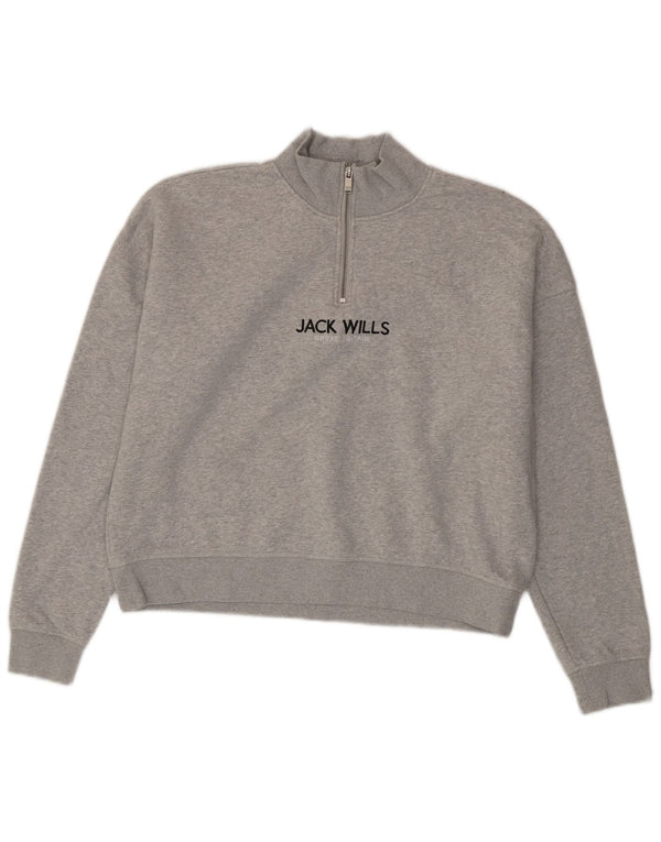 Pulover pentru femei Jack Wills cu grafic supradimensionat UK 12 Gri mediu