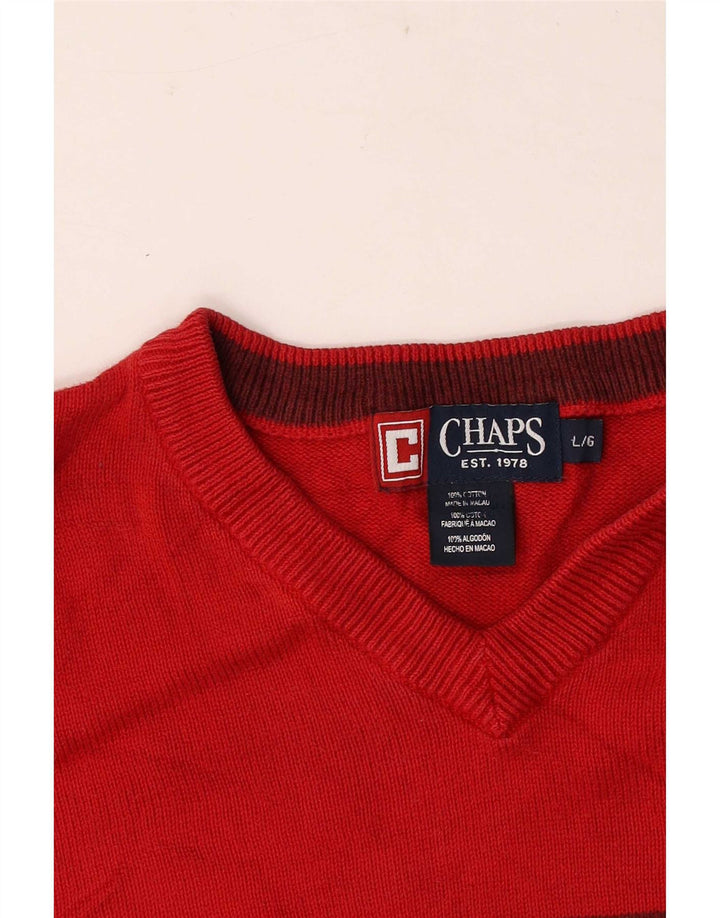 Pulover pentru bărbați Chaps cu decolteu în V, mare, roșu, din bumbac color bloc