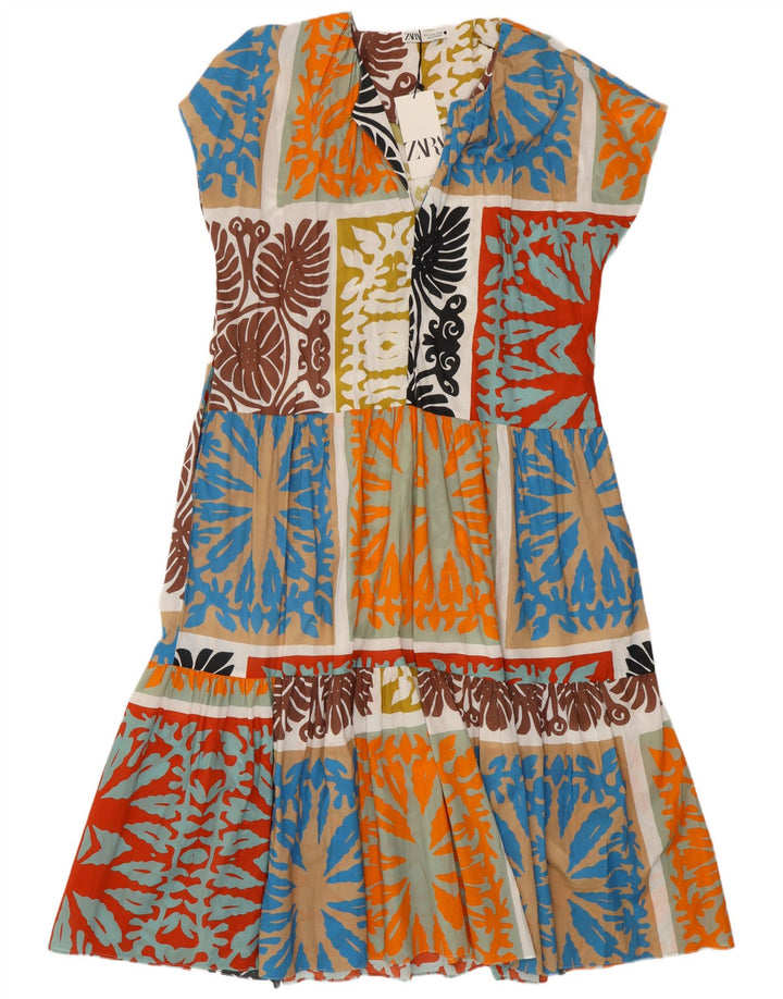 Rochie Maxi pentru Damă Zara UK 18 XL, Bumbac Patchwork Multicolor