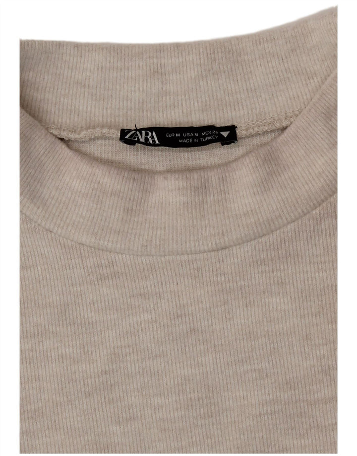 Top tricou pentru femei Zara UK 14 Medium Bej cu pete