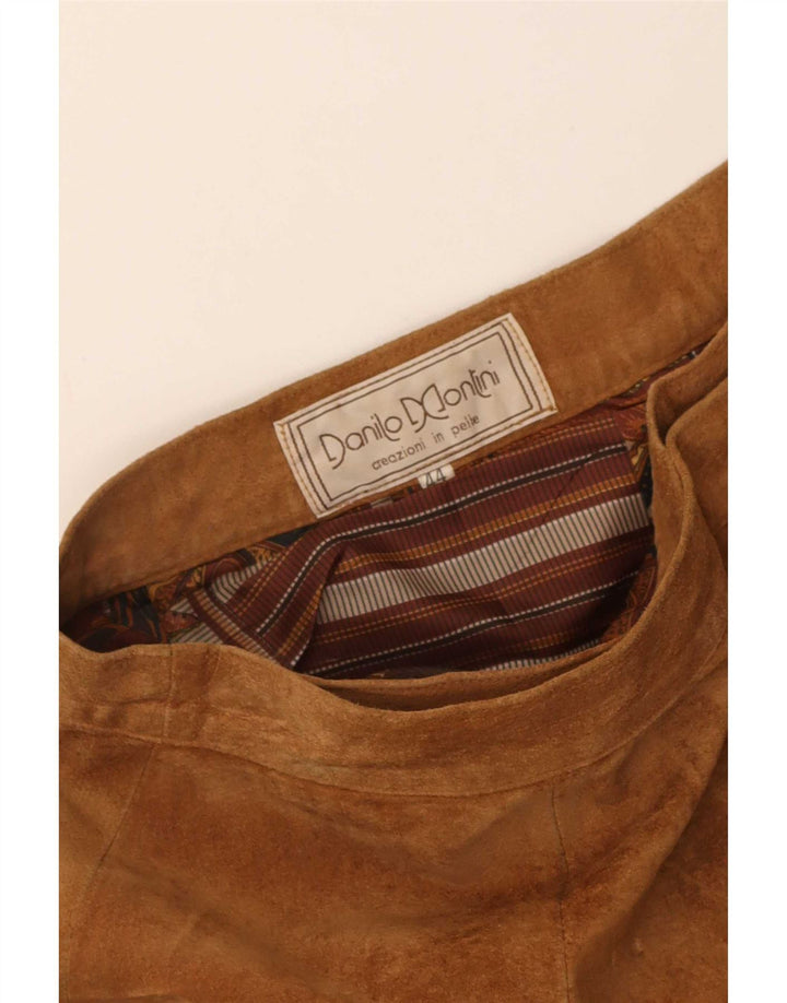 Fusta Wrap Femei din piele intoarsa vintage IT 44 Medium W28 Piele maro