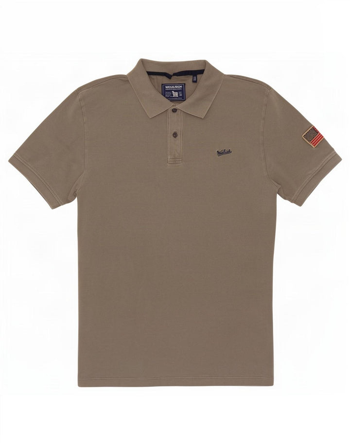 Tricou polo pentru bărbați Woolrich, bumbac gri mic