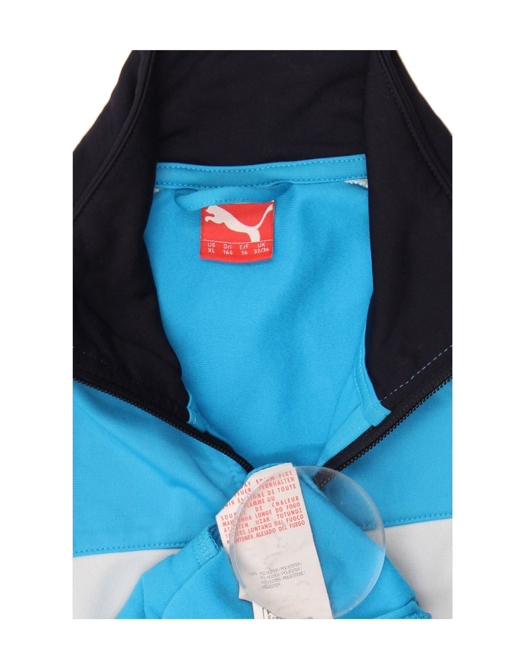 PUMA Girls Tracksuit Top Jacket 13-14 Years Blue Colourblock Polyester Vintage Puma and Second-Hand Puma from Messina Hembry 