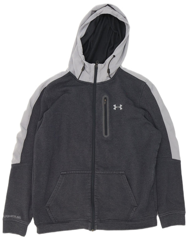 Pulover cu capota cu fermoar Under Armour pentru bărbați, mare, gri, bumbac color bloc