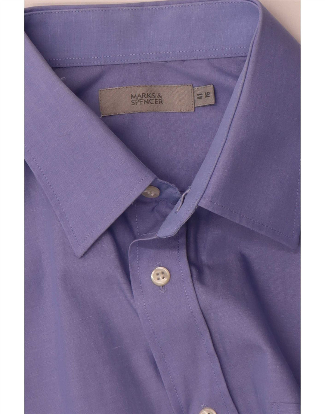 Cămașă pentru bărbați Marks & Spencer Mărimea 41 16 Lung Blue Cotton Classic