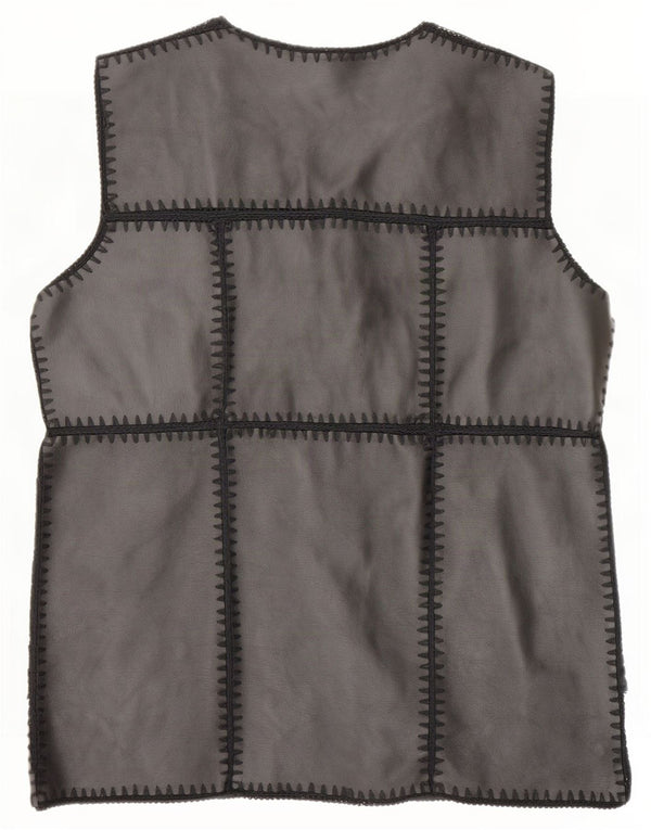 Vintage Womens Faux Leather Gilet UK 14 Large Black