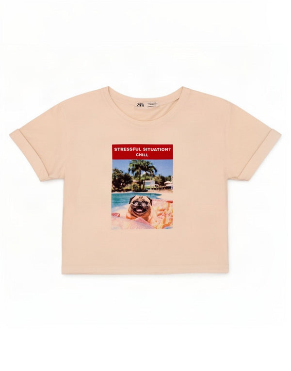 Tricou cu grafic pentru femeie Zara Top UK 10 Small White