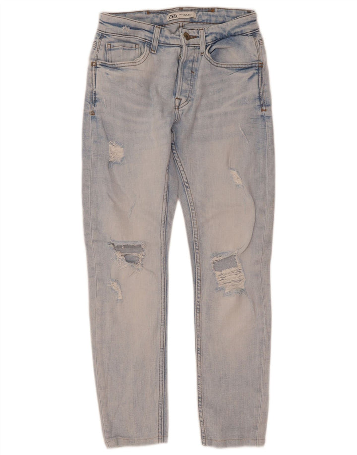 Blugi slim pentru bărbați Zara EU 38 Mici L30 L28 Albastru