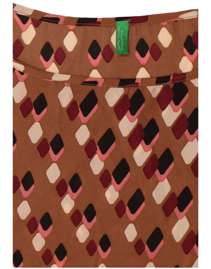 Bluză Benetton pentru femei UK 16 Large Brown Geometric