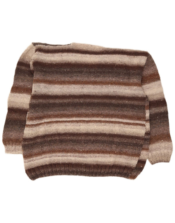 Pulover vintage pentru bărbați cu decolteu în V, XL, cu dungi maro