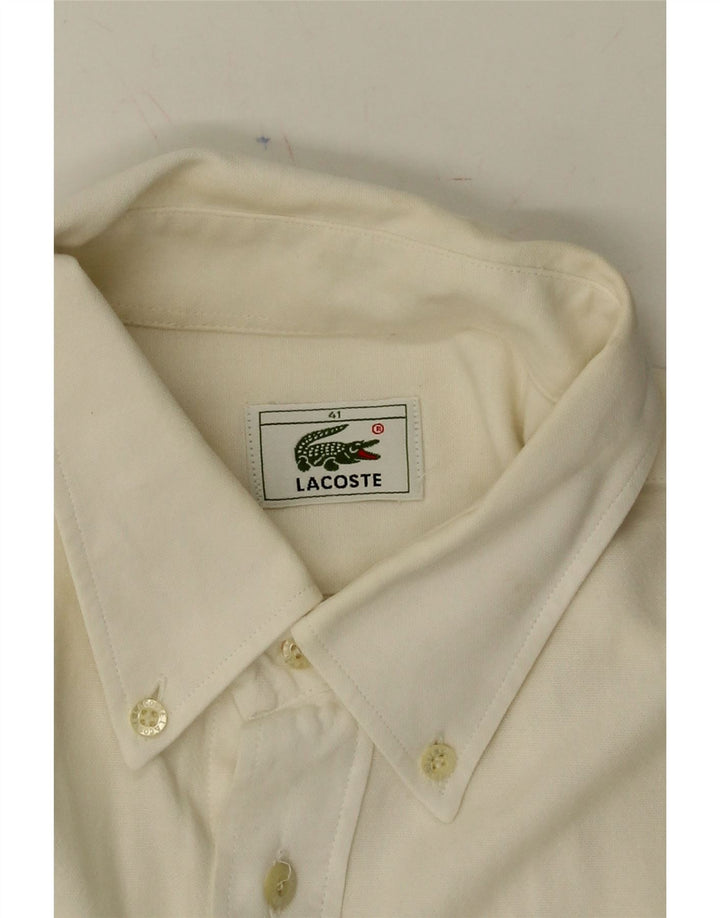 LACOSTE Mens Regular Fit Shirt Size 41 Large Off White Cotton Vintage Lacoste and Second-Hand Lacoste from Messina Hembry 