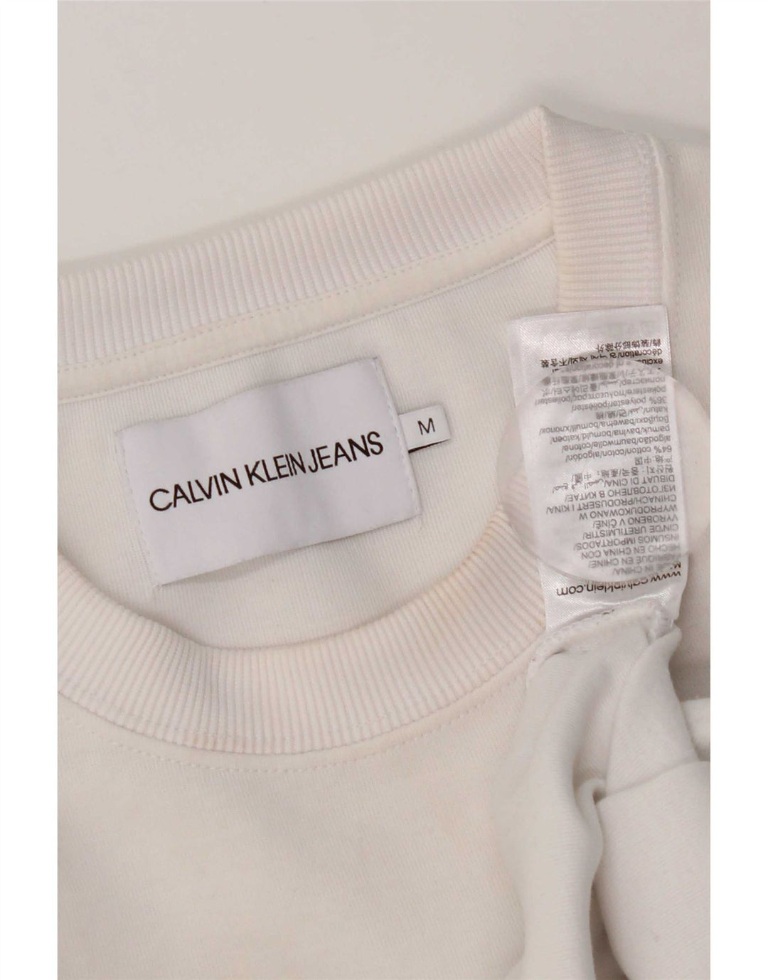 Calvin Klein Jeans Pulover supradimensionat pentru femei UK 14 Medium White