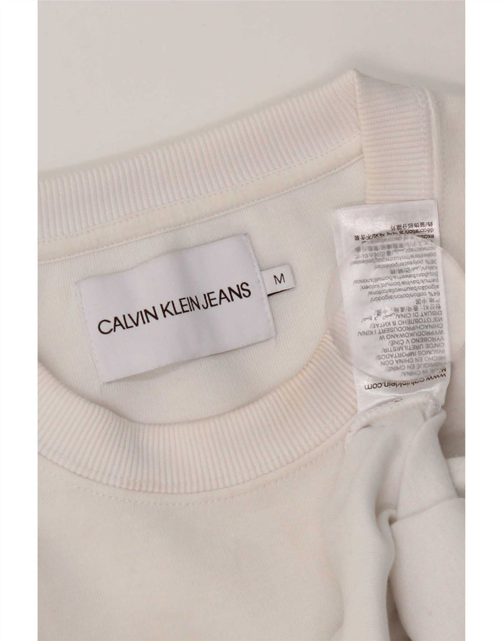 Calvin Klein Jeans Pulover supradimensionat pentru femei UK 14 Medium White