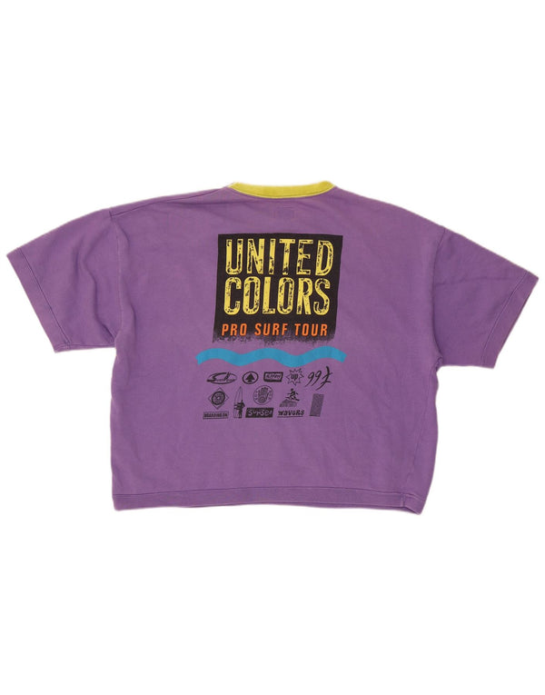 Benetton Womens Oversized Graphic Sweatshirt Jumper UK 16 Large Purple