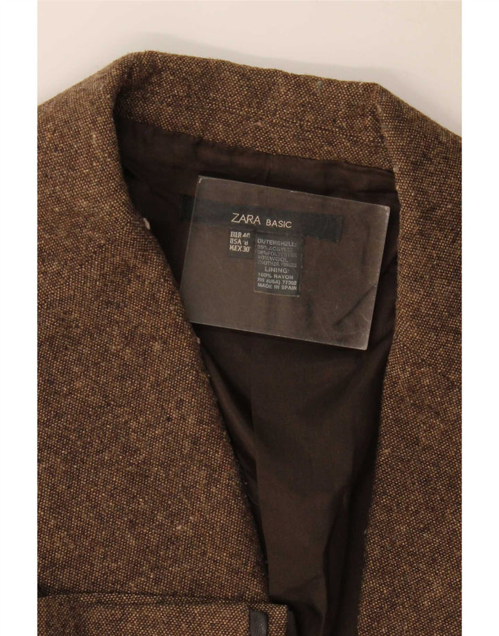 Blazer pentru femei Zara cu 1 nasture EU 40 Maro Mediu Acrilic Motat