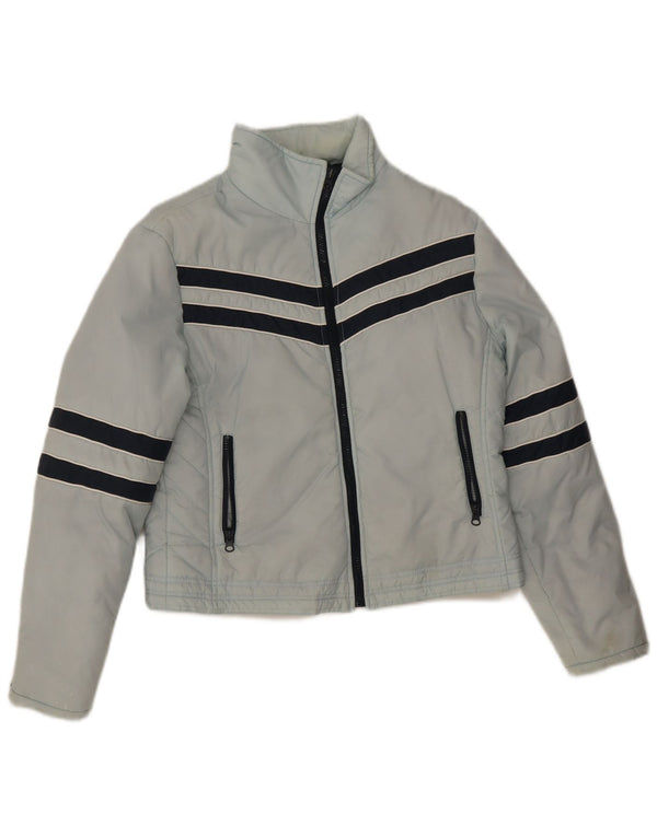 CLOCK HOUSE Womens Padded Jacket UK 16 Large Blue Colourblock Polyester