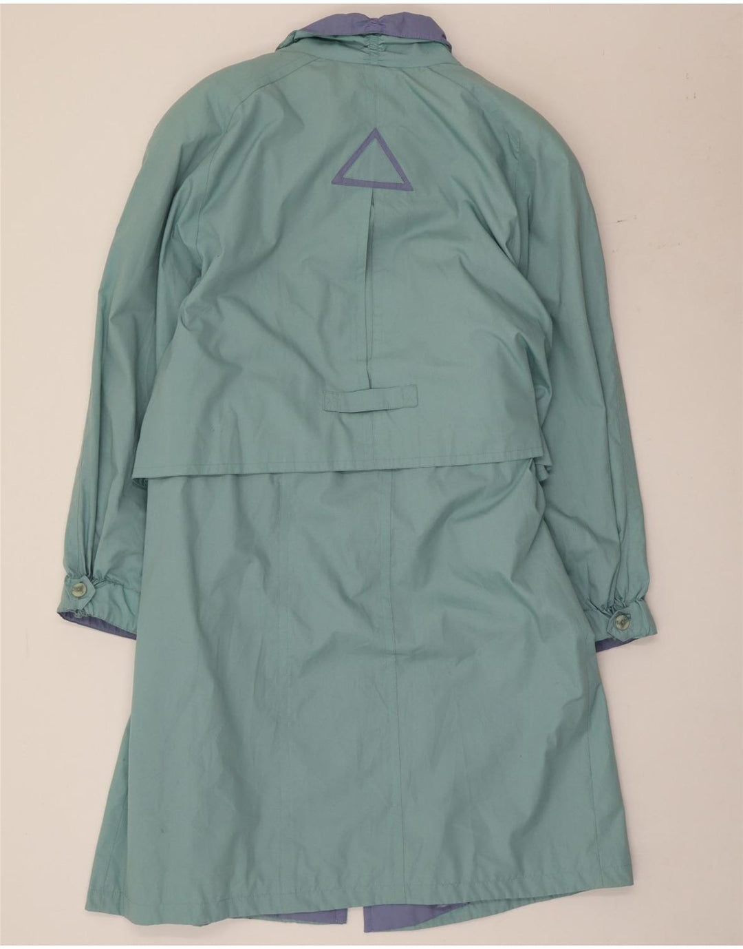 Trenci pentru femei vintage UK 12, verde mediu, poliester color bloc