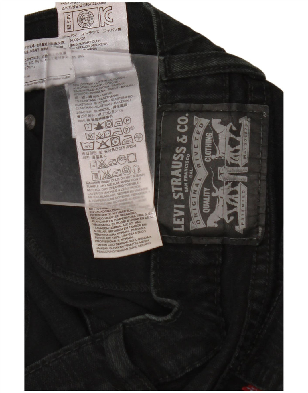 Blugi drepti pentru bărbați LEVI'S W36 L29 bumbac negru