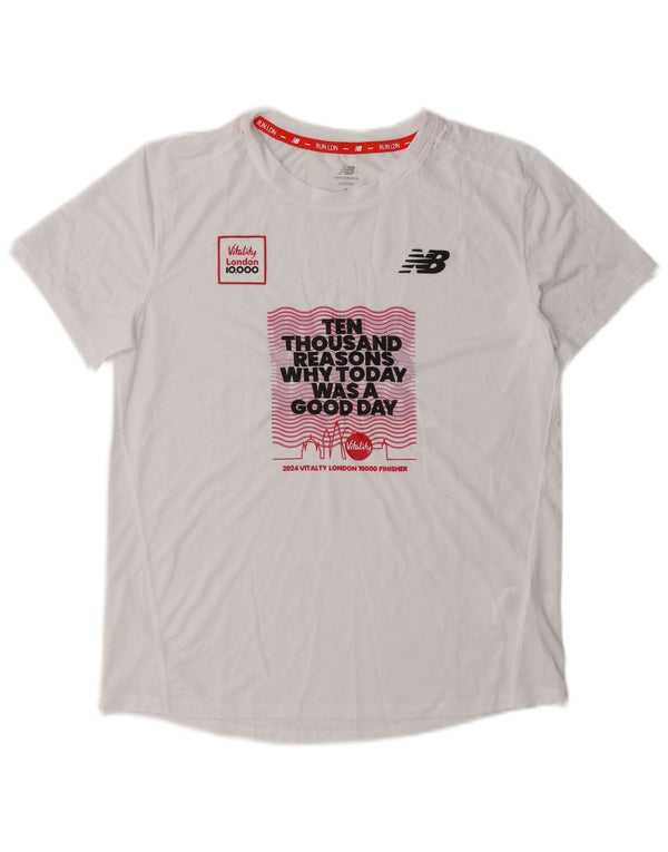 Tricou grafic supradimensionat pentru femei New Balance Top UK 10 Small White