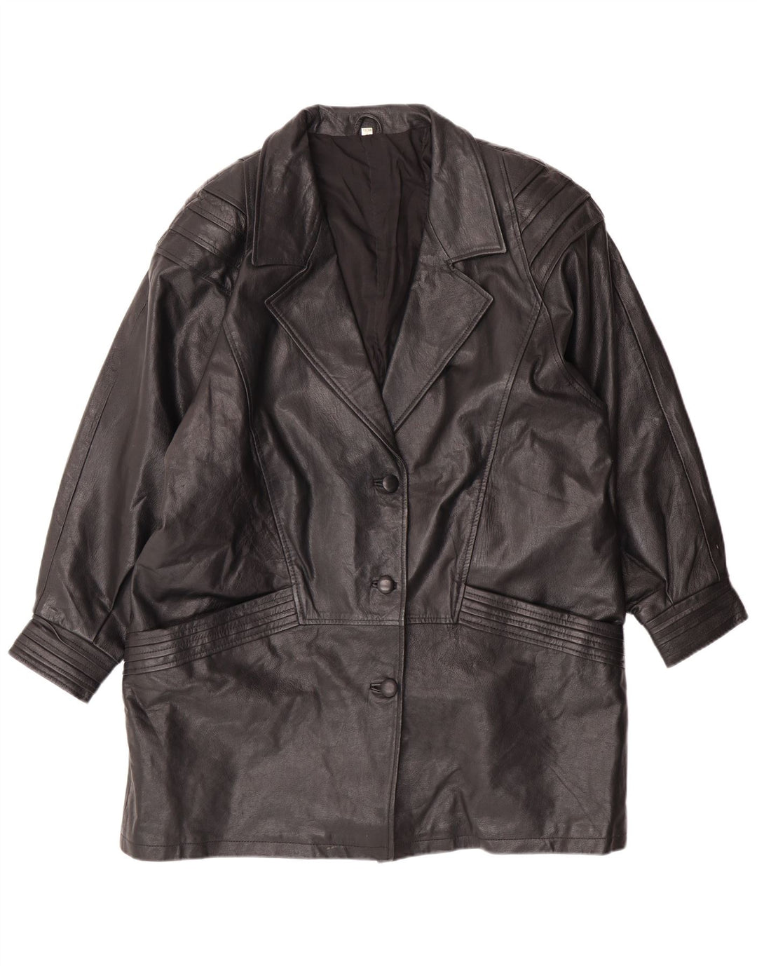 Palton din piele pentru femei VINTAGE UK 18 XL din piele neagră