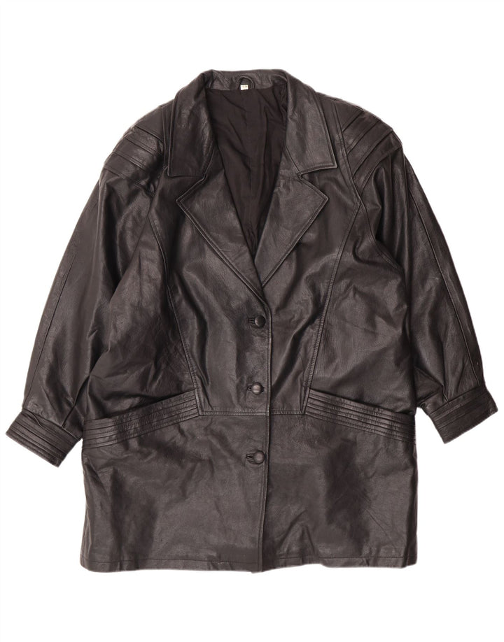 Palton din piele pentru femei VINTAGE UK 18 XL din piele neagră