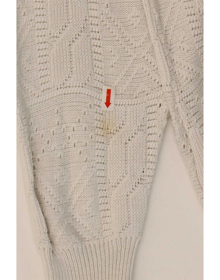 Pulover Vintage pentru damă cu gât cu nasturi IT 42 Medium White Acrilic