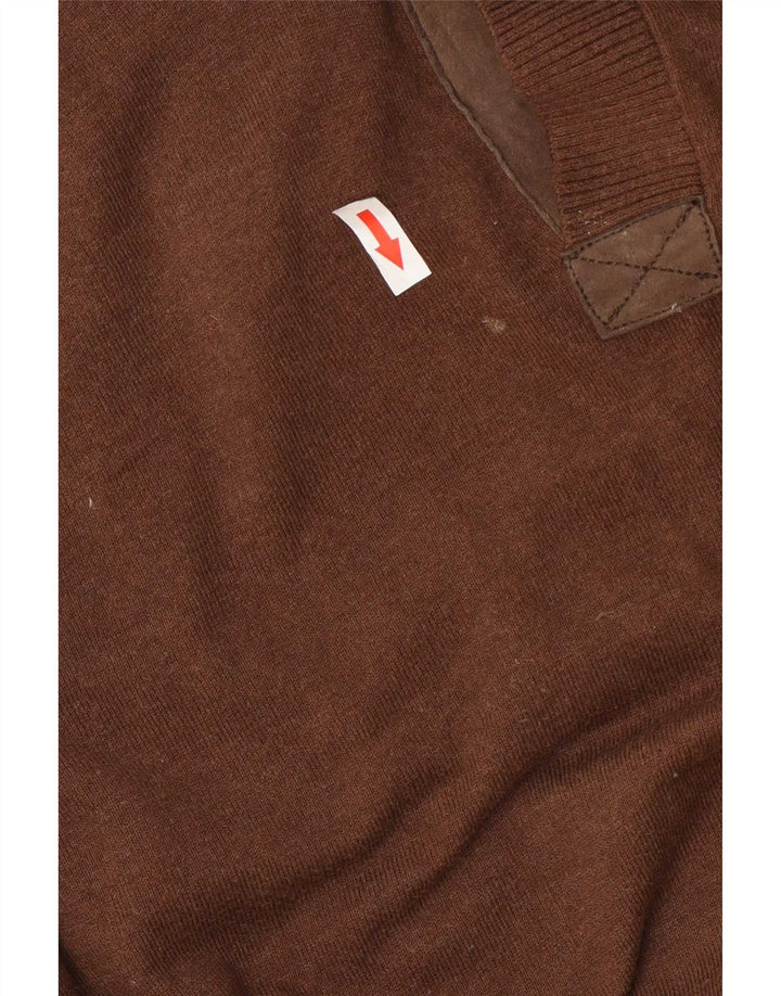Massimo Dutti Pulover pentru bărbați cu gât șal, bumbac XL maro