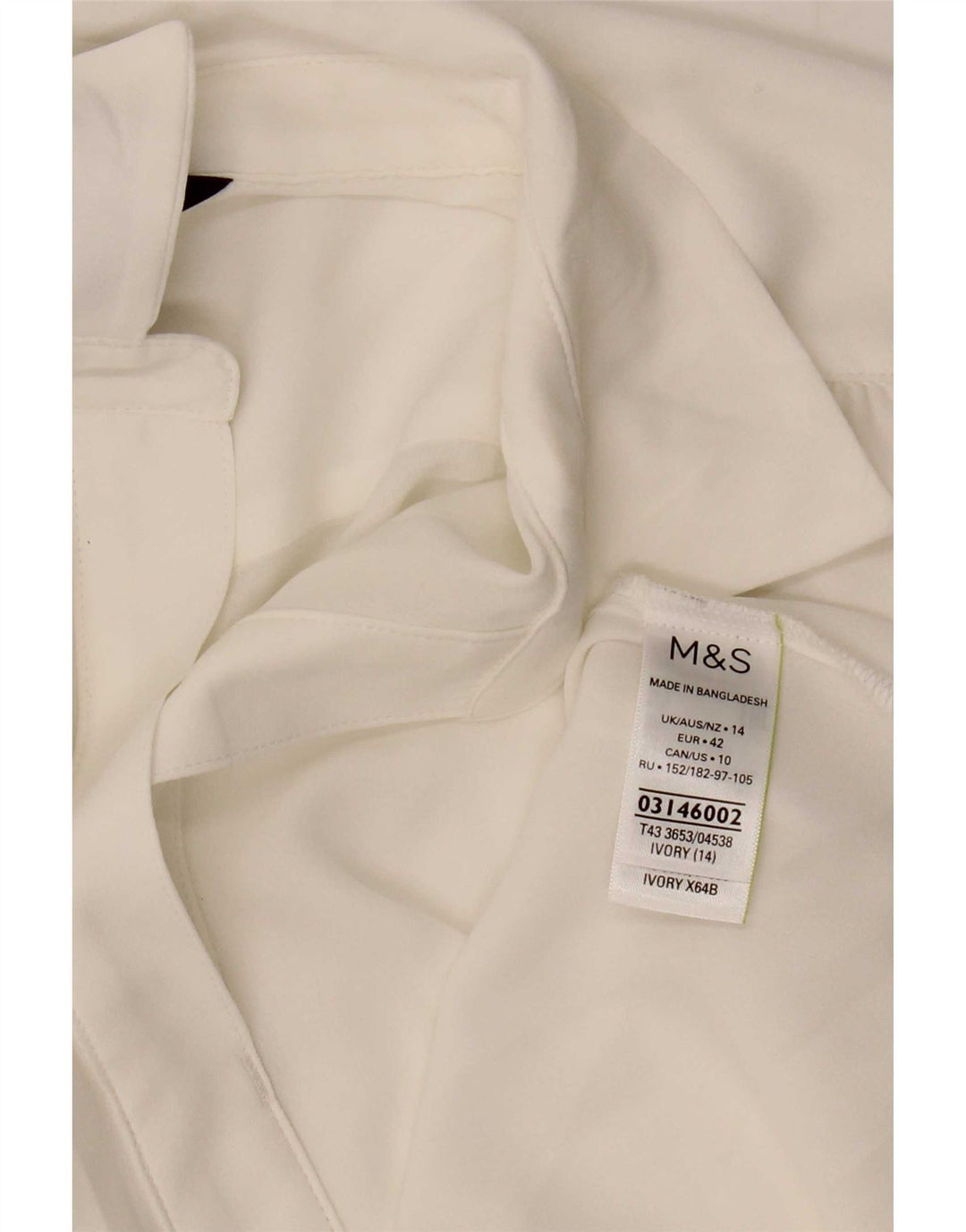 Marks & Spencer Bluză pentru femei Top UK 14 Poliester alb mare
