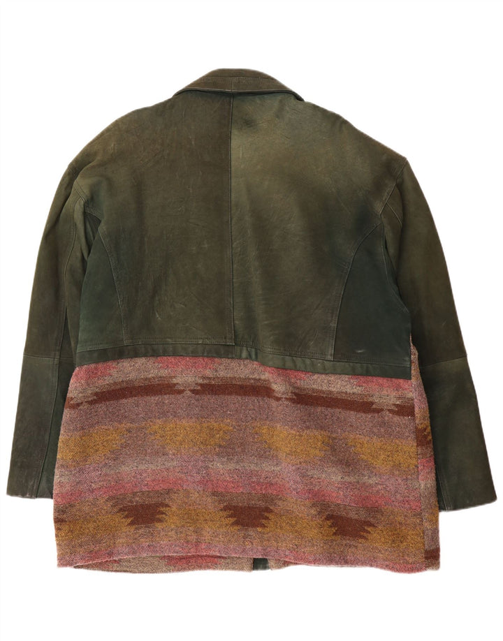 Jachetă din piele vintage pentru bărbați EU 52 XL din piele geometrică verde
