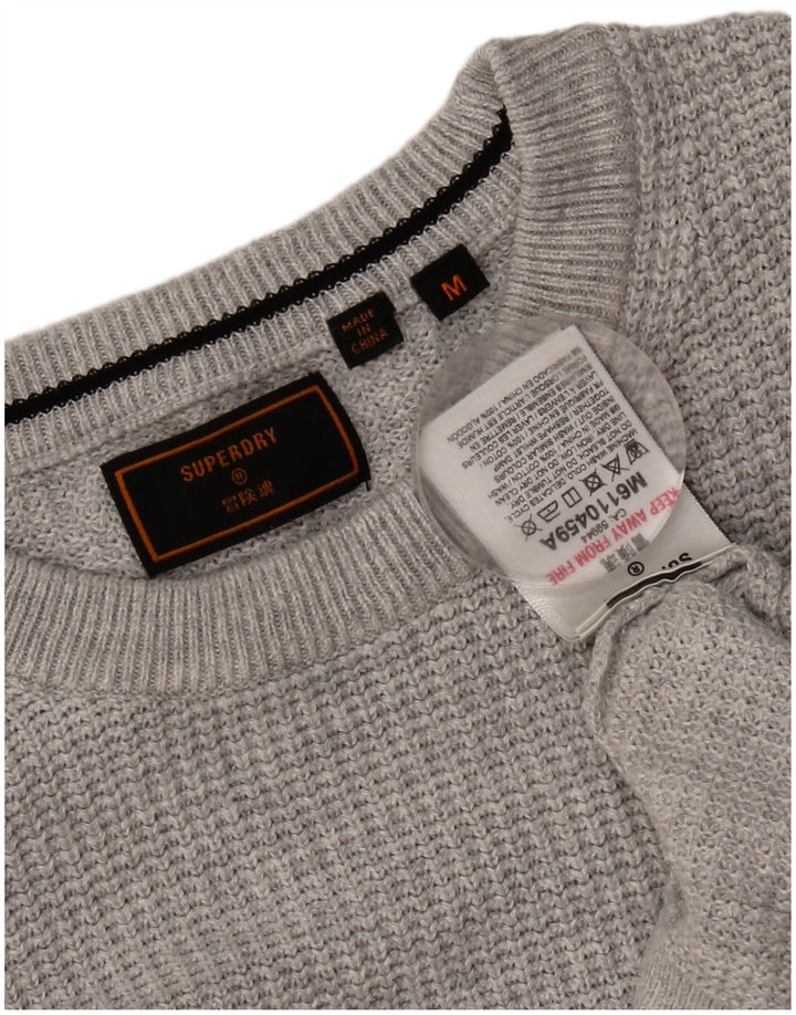 Pulover Superdry pentru bărbați, cu gât crew, bumbac, gri mediu